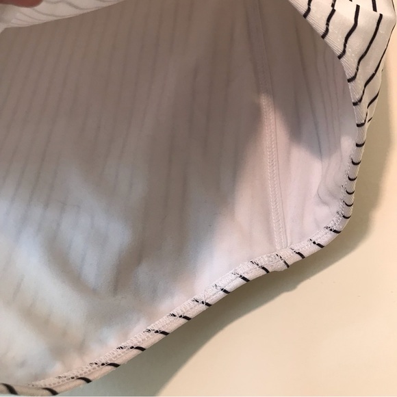 Kortni Jeane High Waisted Brief White Black Stripes Swim Bottoms Size Large - Picture 5 of 6